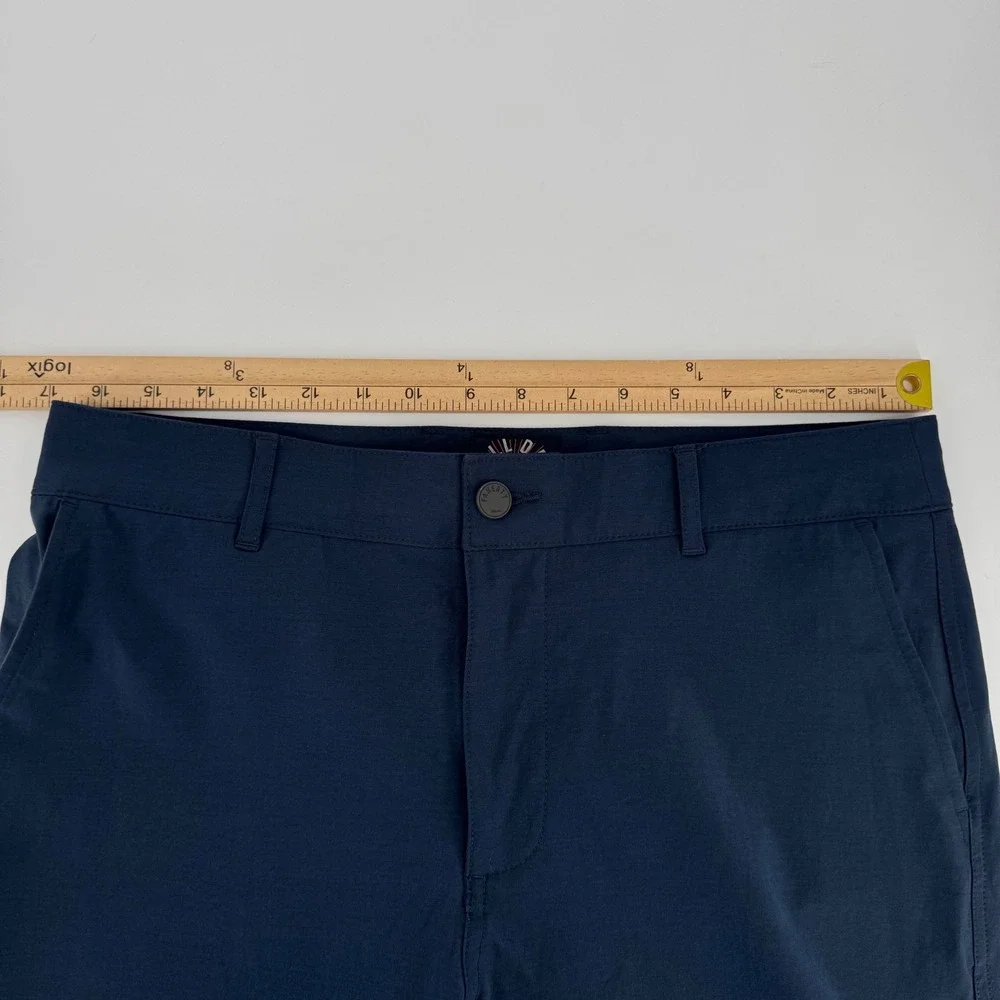 Faherty All Day Shorts Mens 32 Navy Blue Hybrid Board Shorts Stretch 9 Inseam